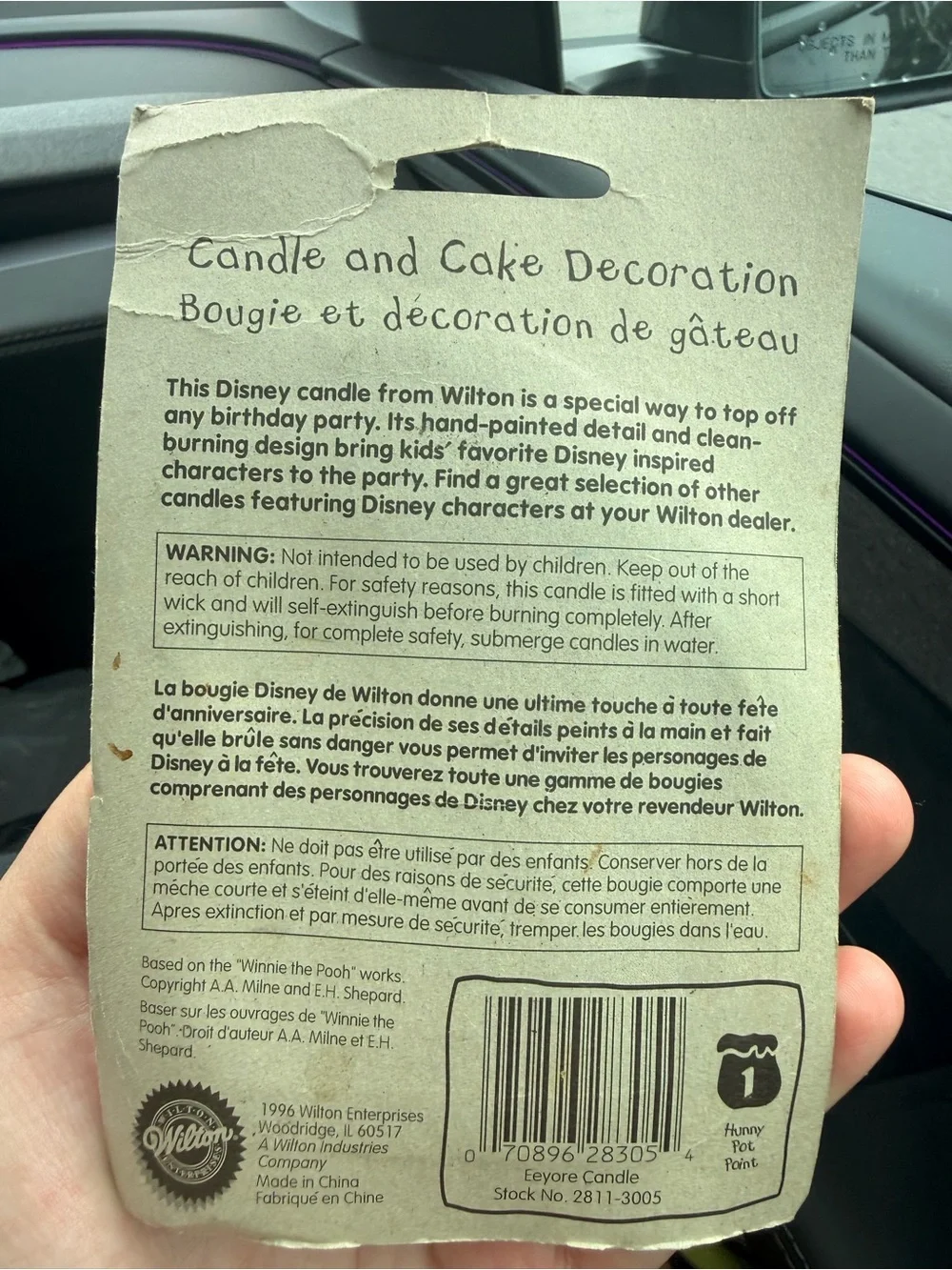 Vintage 1996 Eeyore Candle & Cake Decoration Winnie The Pooh Disney